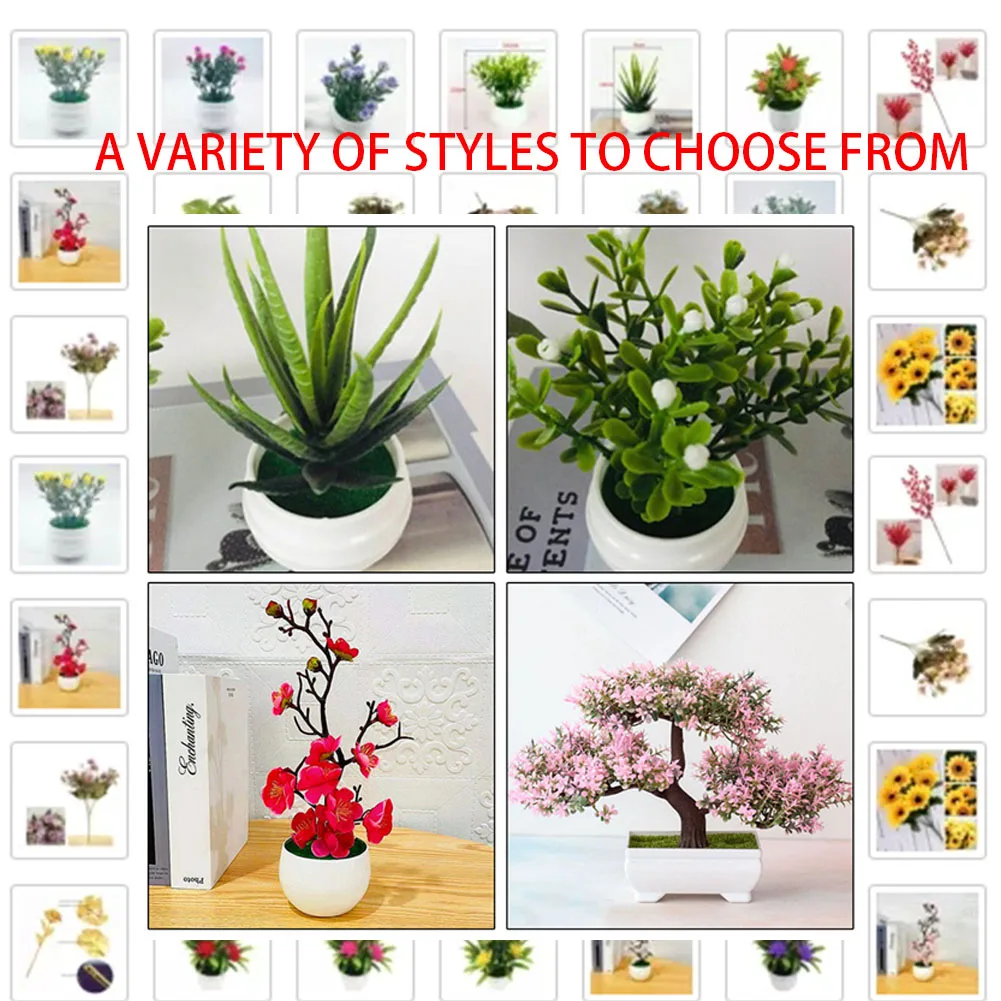 1 шт. искусственные цветы зеленые растения бонсай горшечные для офиса настольное