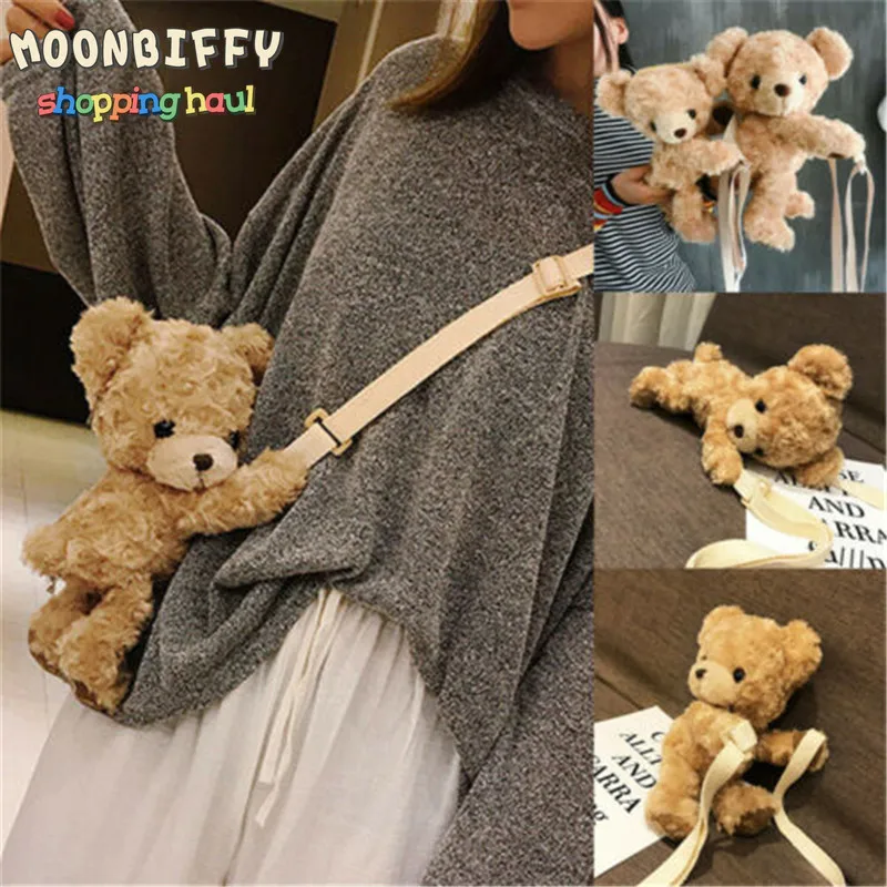 

Cute Smile Bear Plush Backpacks Soft Doll Cross Body Mini Messenger Bag Children Adorable Mini Bear Bags Gifts Kawaii рюкзак