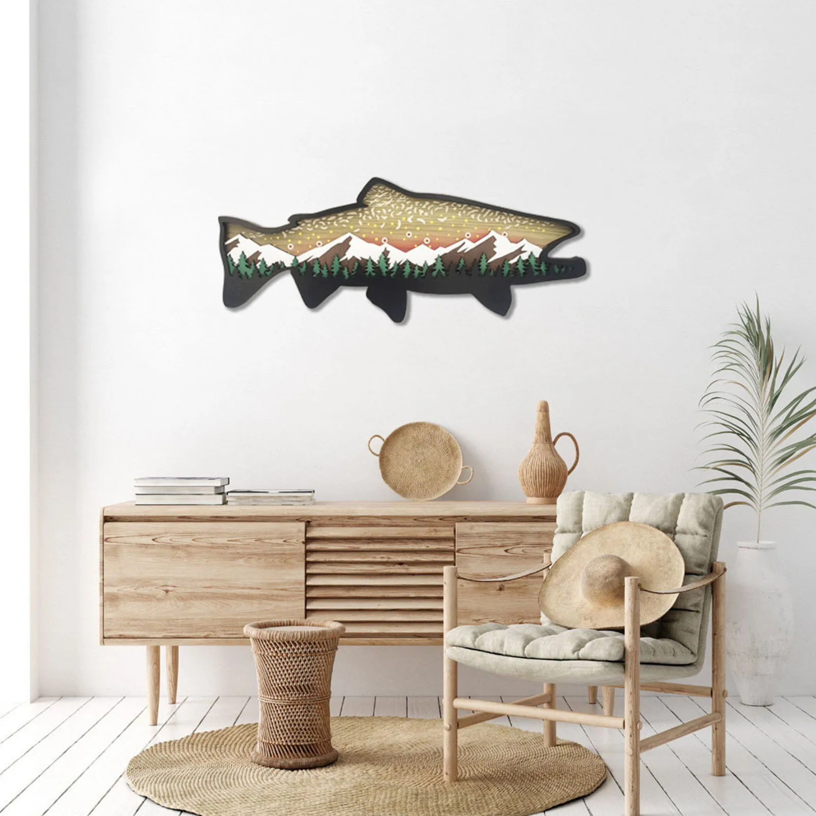 

Wooden Fish Desktop Ornament Ocean Animals Table Wall Art Decor Knick Knacks Decorations Home Table Door Salmon Sculptures