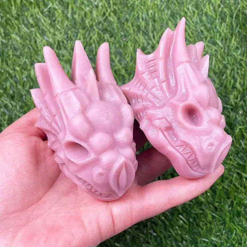 

Статуя из хрустальной головы дракона, резная вручную статуя из натурального розового опала, Хрустальная Голова Дракона, подарок ручной работы