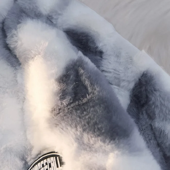 Tie Dye Woman Zipper Jacket Rabbit Fur Coat Fur Winter Clothes Women Long Sleeve Oversize Tops Streetwear Warm Jacket