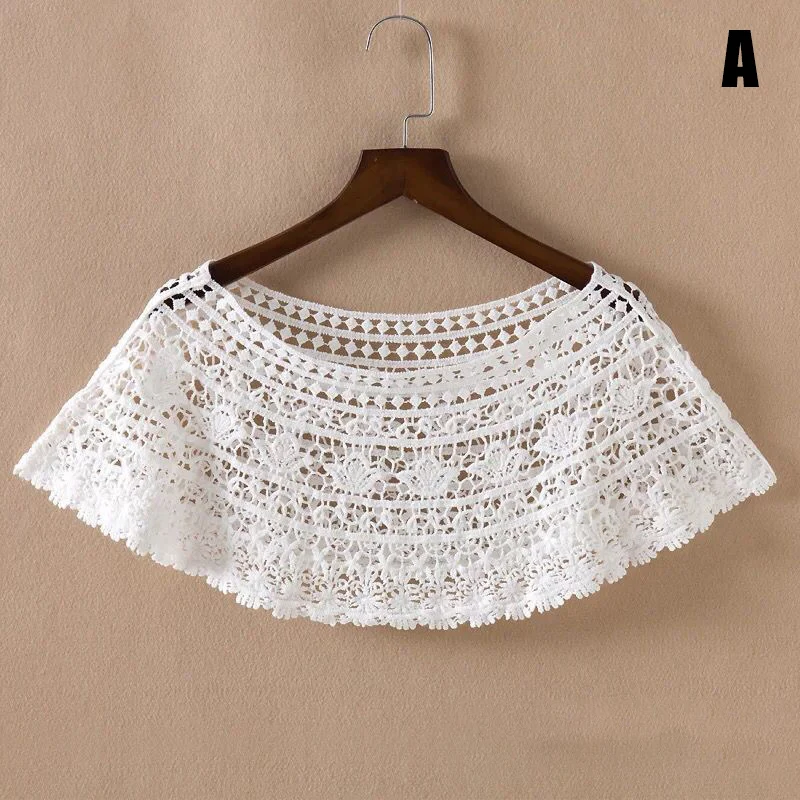 Ажурная Вязаная Шаль Женская Винтажная крючком накидка кружевные Короткие