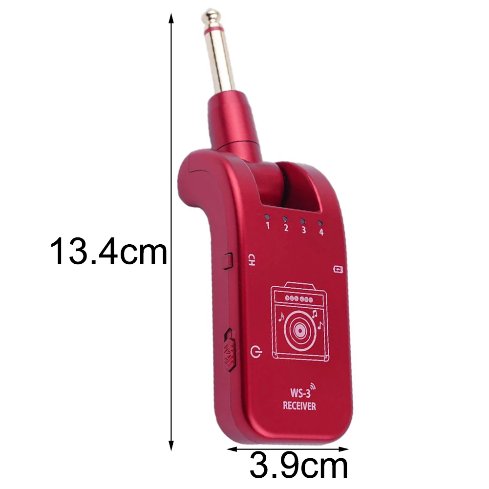 

UHF Wireless Guitar Audio System Rechargeable 4 Channels Transmitter Receiver 282° Rotatable Plug Transmitter Guitar Accessories