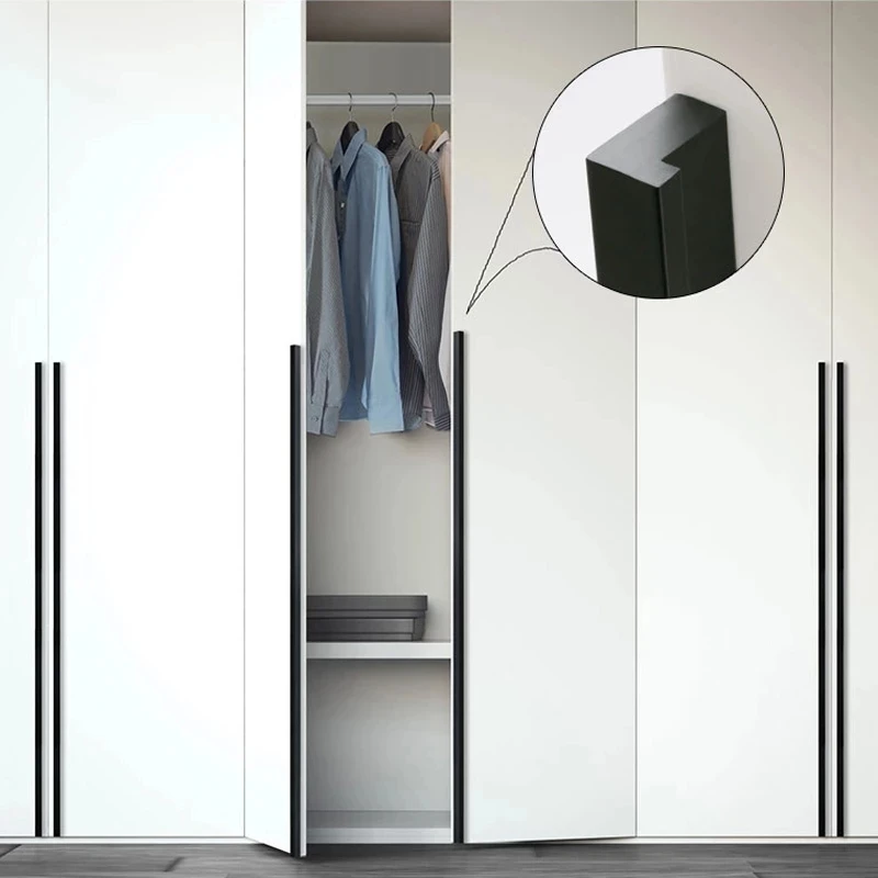 

Black Cabinet Door Handles Modern Long Minimalist Handles Drawer Wardrobe Cabinet Pulls Aluminum Alloy Door Handles