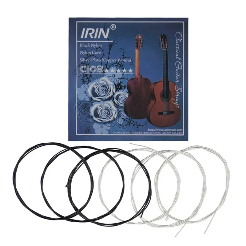 

6pcs Black White Guitar Strings Professional Music Instrument Strings Set Nylon Fiber Classical Guitar Replacement 6 Strings Set