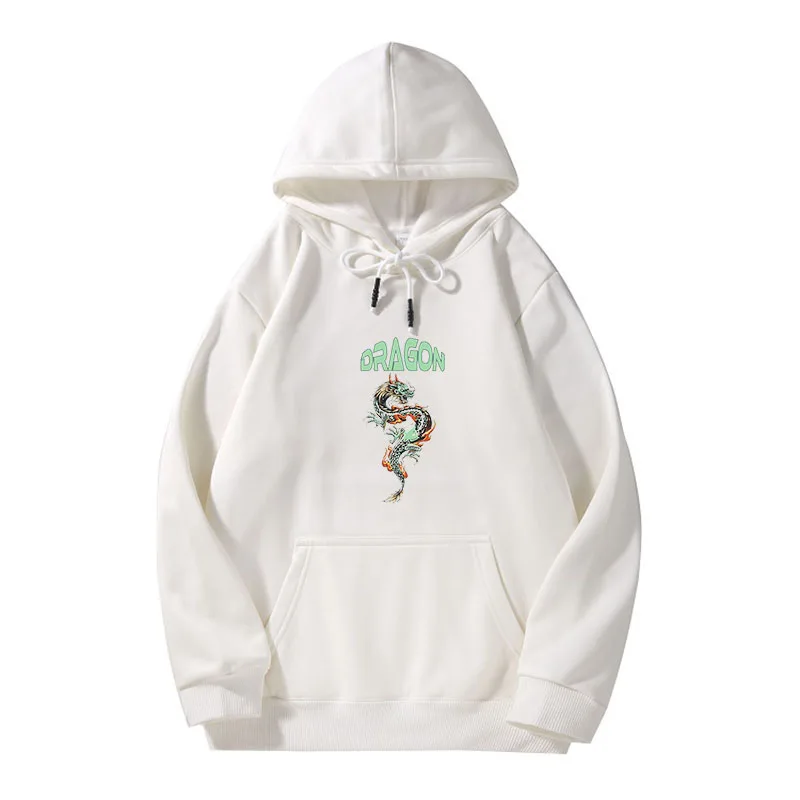 

Men's and women's autumn and winter fashion hoodies hand-painted dragon deformed English letters men's totem street hoodies