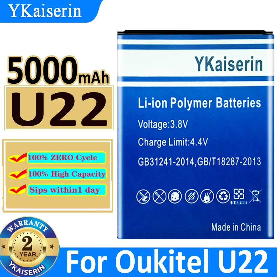 

100% оригинальный новый аккумулятор ykaisсеребрин для Oukitel U22 5000 мАч запасная батарея для Oukitel U22 мобильный телефон