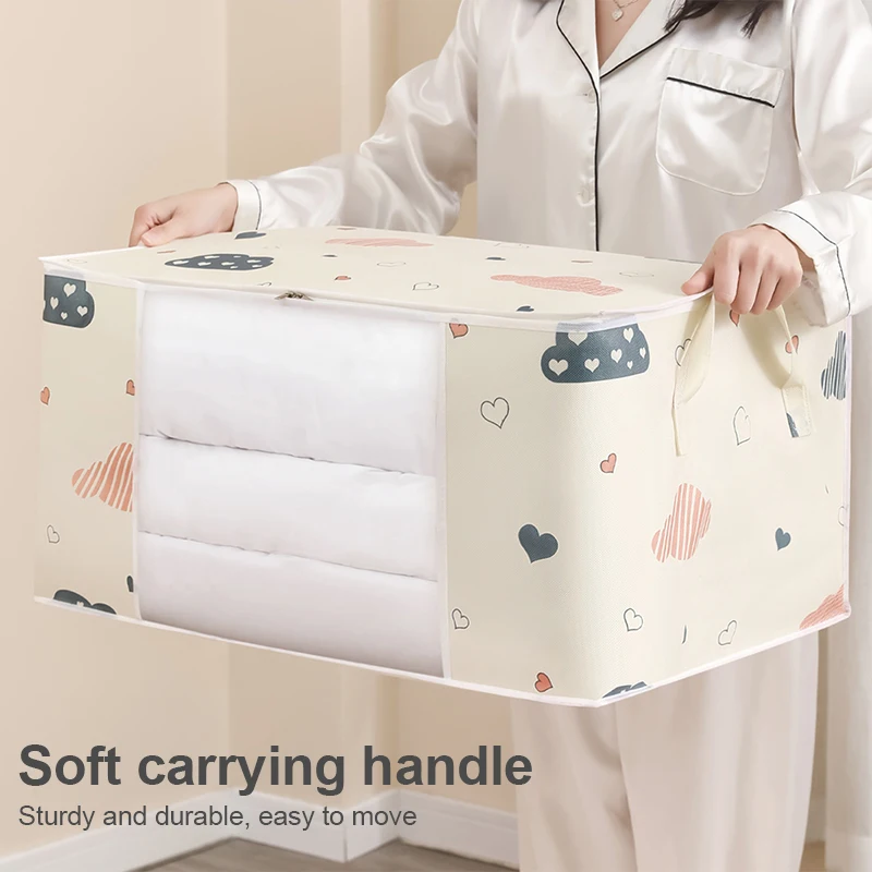 

Big Capacity Organizer Quilt Moisture Dustproof Clothes Storage Bag Visual Duvet Blanket Box Sorting Bags Household Moving Bags