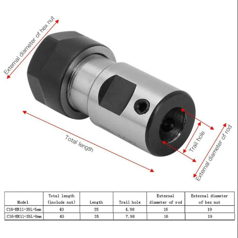 

Держатель зажимного патрона с прямым хвостовиком 35 мм ЧПУ для металлообработки раздвижное фрезерование быстрая замена гайки 5 мм