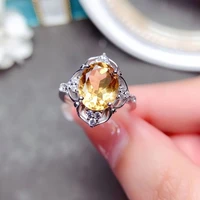 meibapj natural citrine gemstone fashion flower rings for women real 925 sterling silver fine charm wedding jewelry