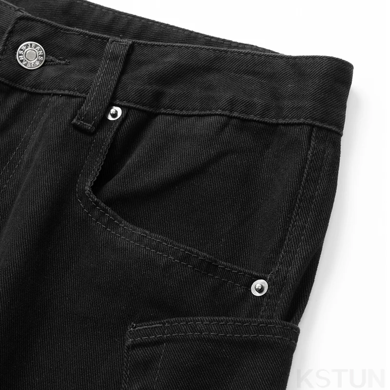 Черные джинсы KSTUN мужские свободные широкие мешковатые брюки Повседневная