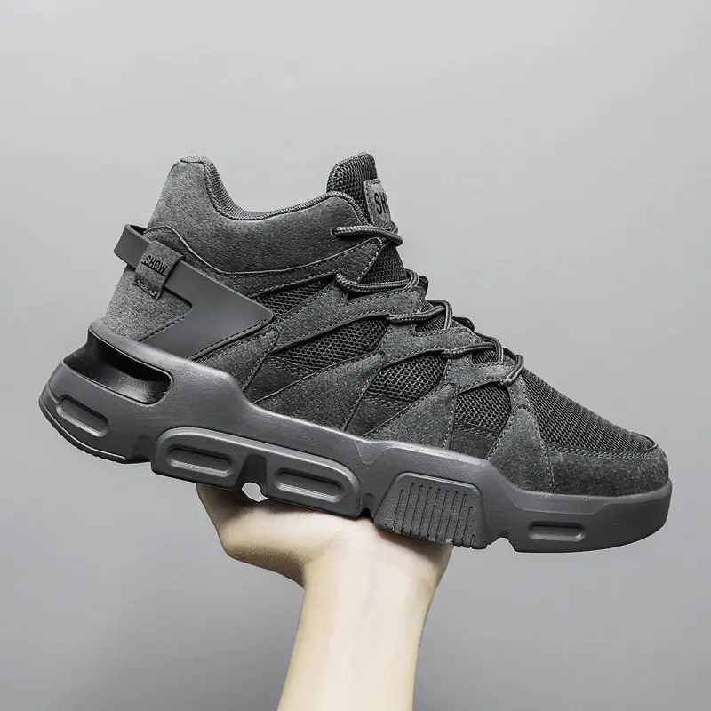 

Мужские кроссовки с высоким берцем, спортивная обувь для бега, серого цвета, на осень, 2020