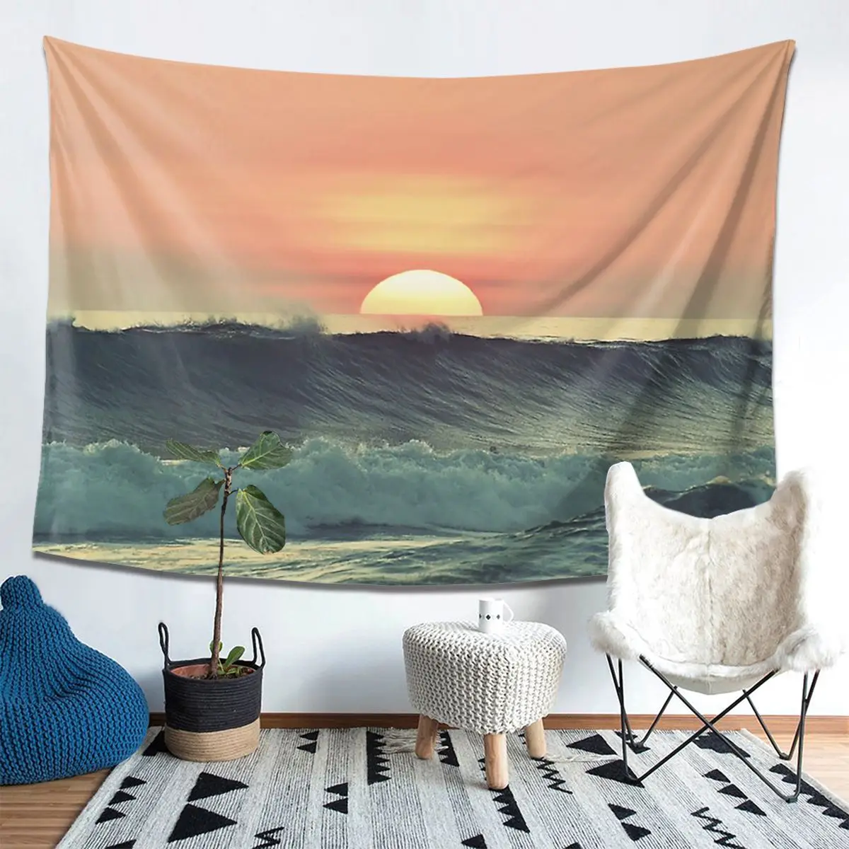 

Ocean Sunset Aesthetic Home Decoration Tapestry Funny Wall Hanging Tapestries on the Wall for Living Room Bedroom Dorm Room