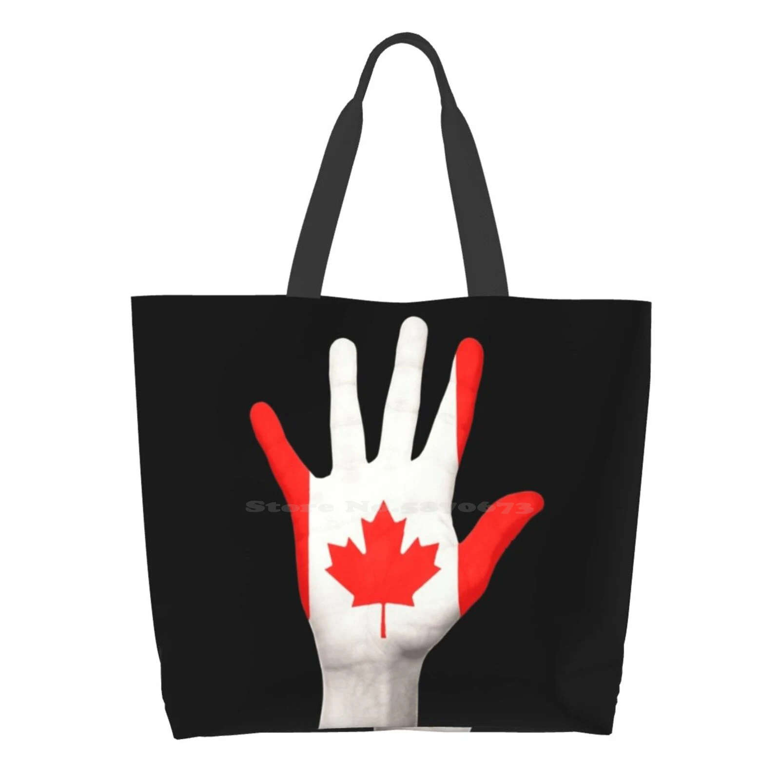 

Canada Hand High Quality Large Size Tote Bag America Americas Canadian Flag Countries North North America States White Anthem