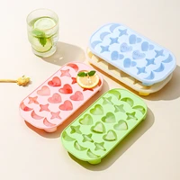 18 grid creative ice tray box household ice box with lid cartoon soft bottom silicone small ice cube box frozen ice maker tools