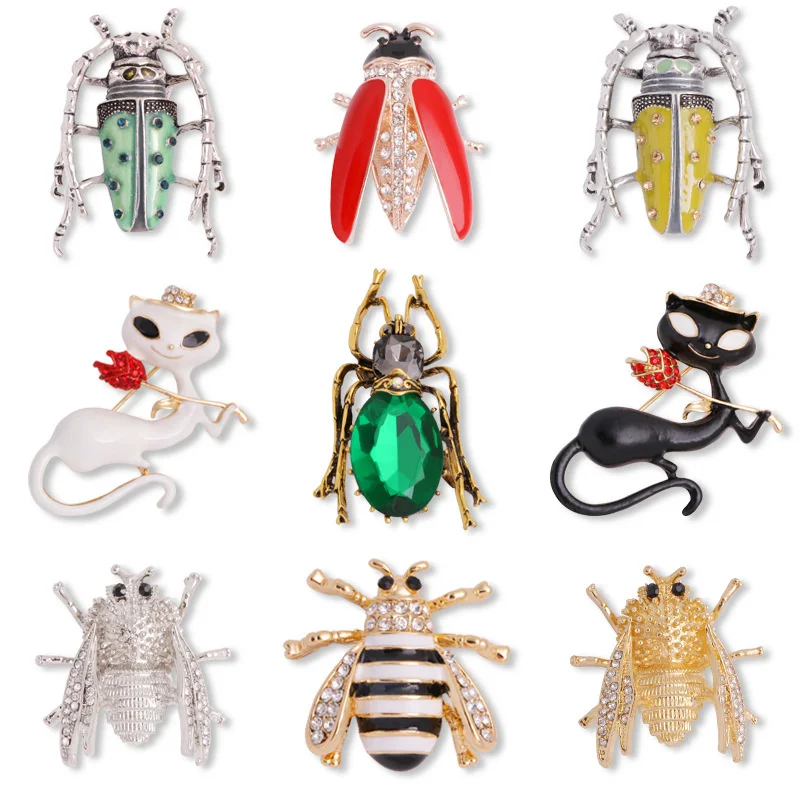 

Creative New Crystal Beetle Brooches for Women Fashion Vintage Bug Brooch Pin Insect Jewelry Good Gift