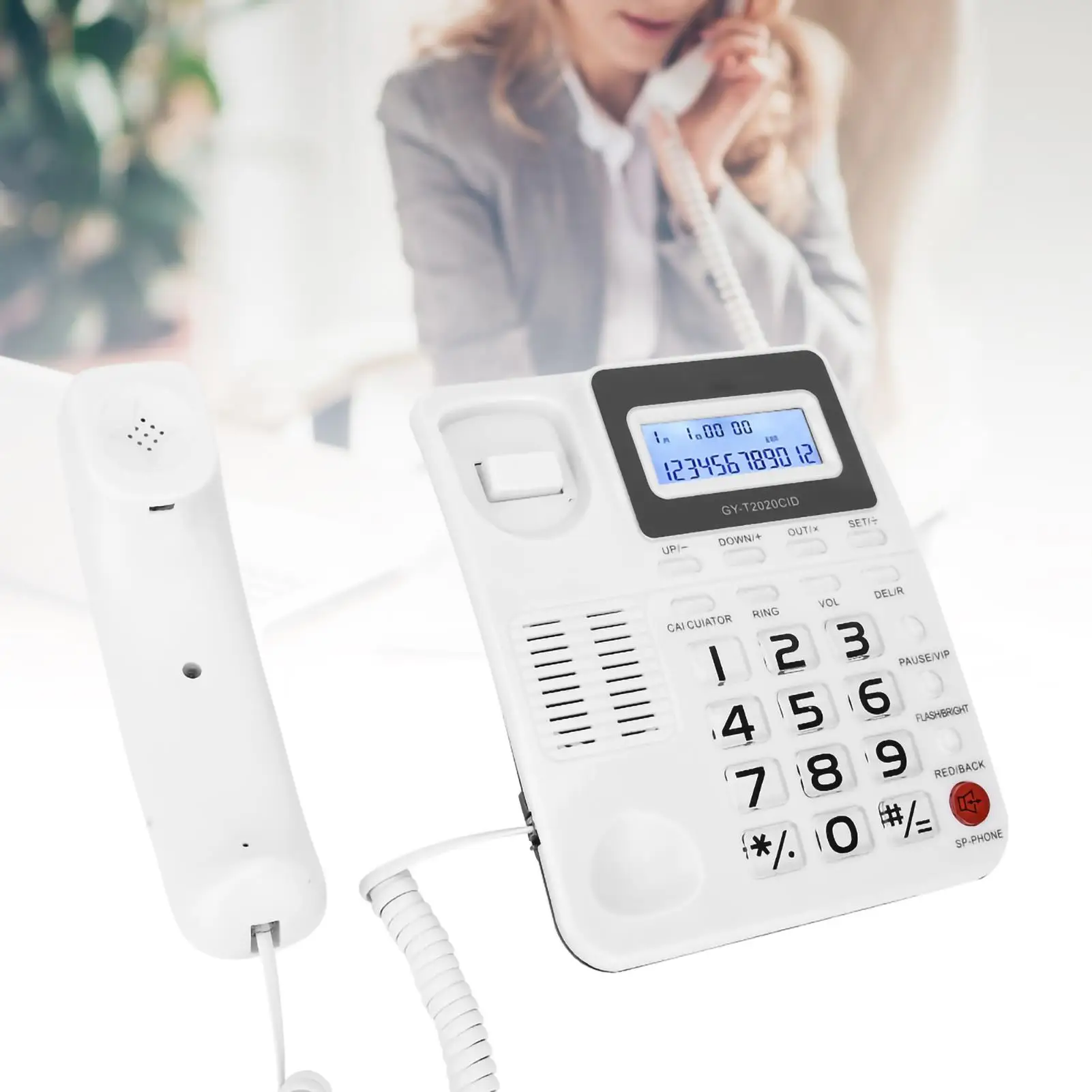 Домашний стационарный телефон с большими кнопками и диктофоном для пожилых