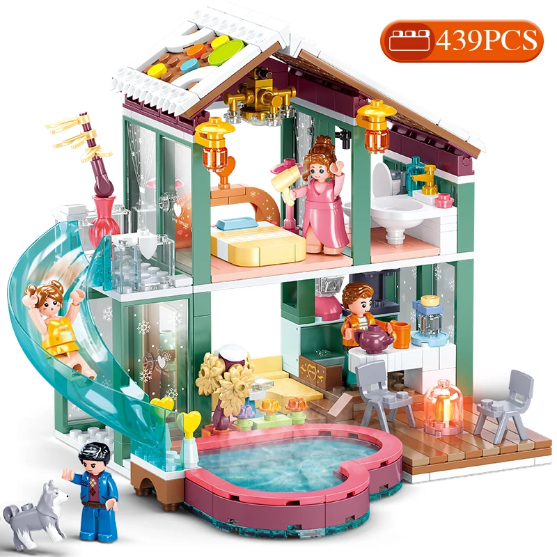 

Ideas Friends Travel Spa Resort Building Blocks Diy Mid-Levels Hot Springs Model Bricks Educational Assembly Toys Gift for Girls