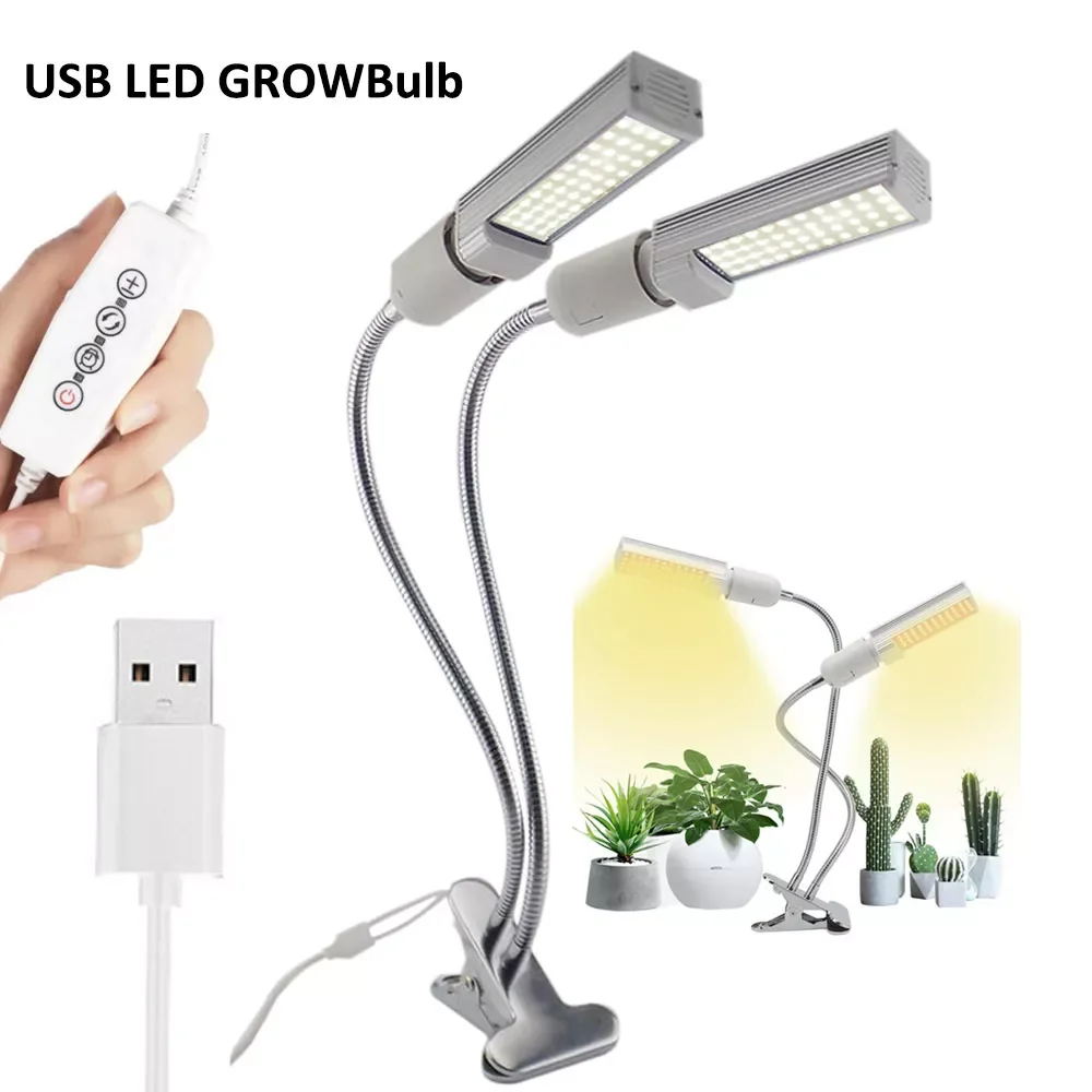 

44 LED USB Timer Grow Light Phyto Lamp Plant 5V Full Spectrum fitolampy Growing indoor sunlight growbox flower veg Bulb Clip
