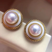 meibapj new fashion 925 genuine silver natural freshwater pearl hemp flowers stud earrings fine wedding jewelry for women