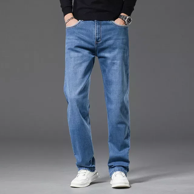 

NEW IN Brand New Spring Autumn Jeans Men loose Fit Male Blue Denim Pants Top Quality Casual Denim Trousers Wide Leg Jeans