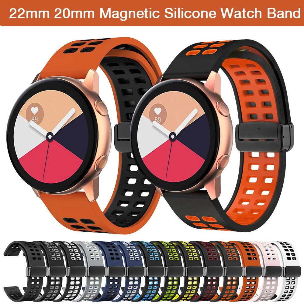 

Спортивный ремешок с магнитной складной пряжкой для Samsung Galaxy 3 45 мм/watch 3 41 мм/active 2 40 мм 44 мм/galaxy watch 46 мм frontier