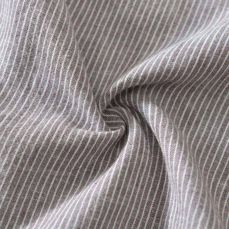 Cotton Linen Long Sleeve Men's Shirt Summer Striped Slim Fit Stand Collar Shirt Male Clothes Camisa Masculina Chemise Homme