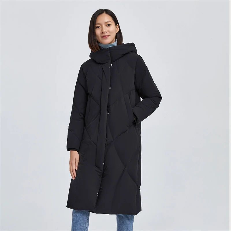 TANBOER Fur Hood Windproof Padded Outdoor Duck Down Jacket Women Winter Coat TB211780
