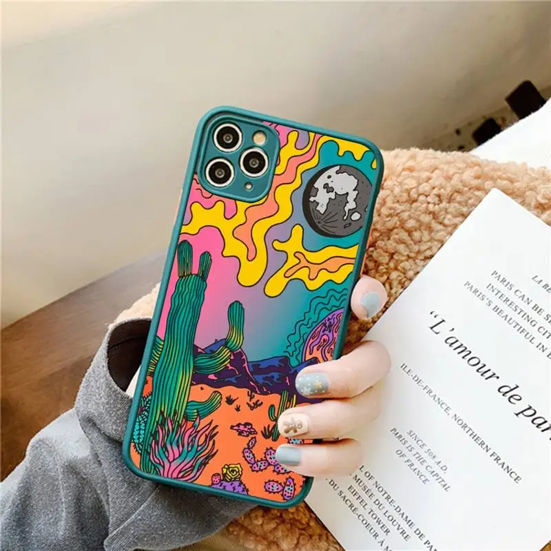 Indie Hippie Art Phone Case for iPhone 14 11 12 13 Mini Pro Max 8 7 Plus X XR XS MAX Translucent Matte Cover
