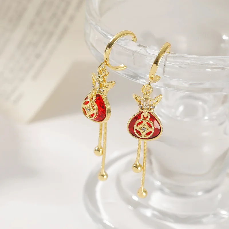 

S925 Silver Needle Money Bag Long Tassel Temperament Niche Design Stud Earrings for Women Jewelry Earring Long Moda 2020
