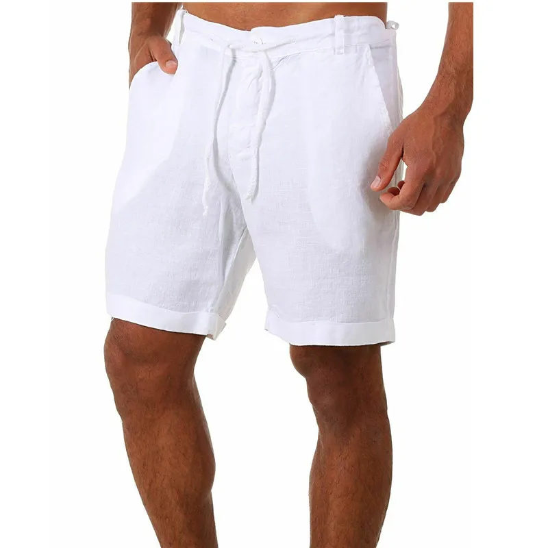 S-4XL 9 цветов! Мужские льняные шорты, летние тонкие дышащие эластичные шорты с кулиской, повседневные штаны для бега, 2023