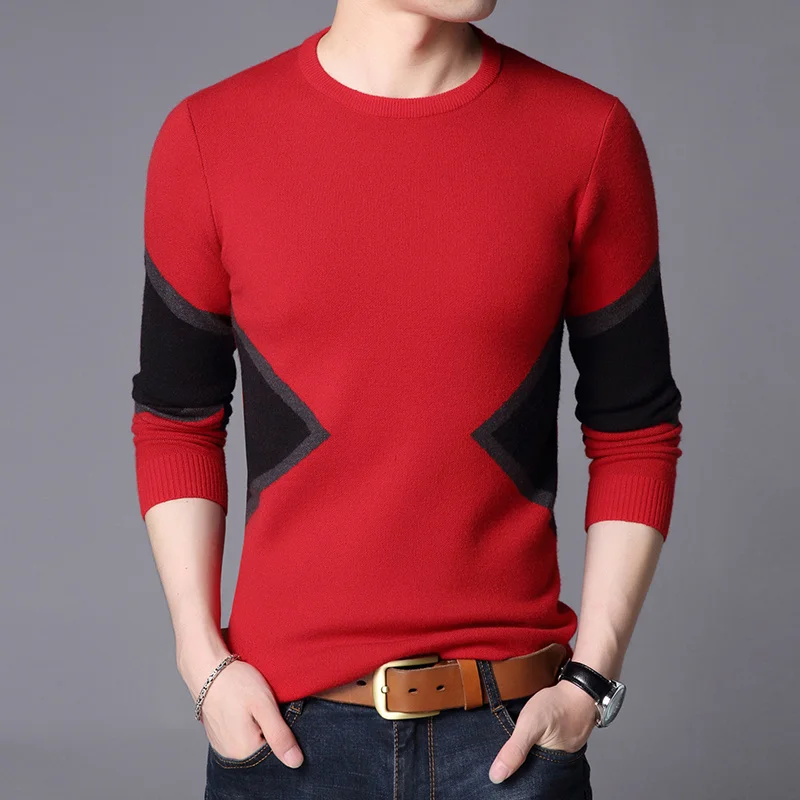 

Пуловер мужской с геометрическим рисунком, Модный джемпер, брендовая Роскошная приталенная Вязаная Дизайнерская одежда, Повседневный свитер в Корейском стиле