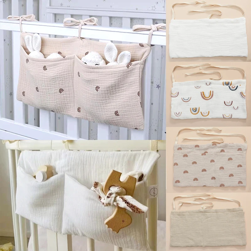 

39x20cm 1PCS Large Baby Crib Storage Bag Cotton Multifunctional Newborn Bed Headboard Organizer For Kids Baby Bedding Diaper Bag