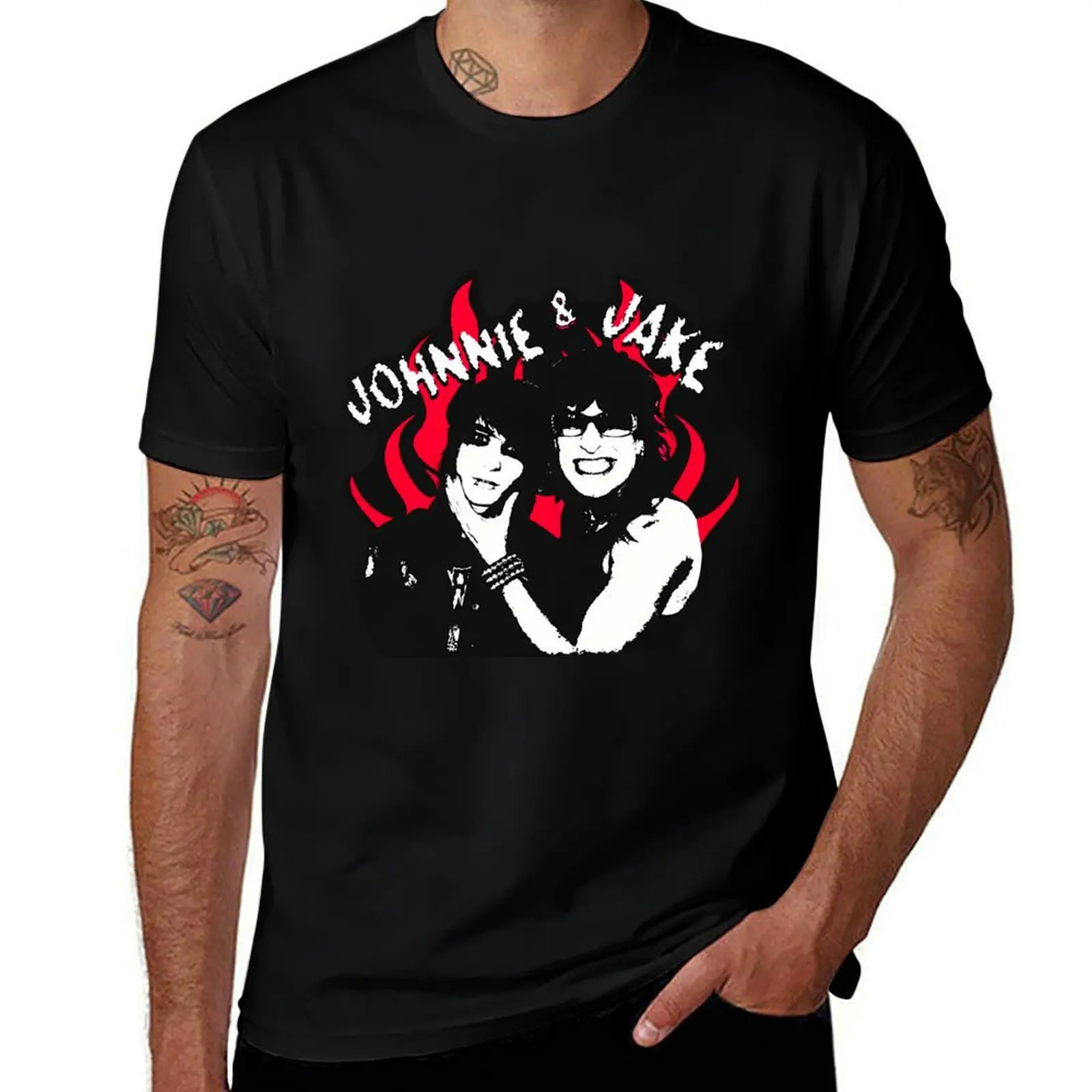 Фото Футболка Jake And Johnnie Flames, повседневный рождественский топ с короткими рукавами №1