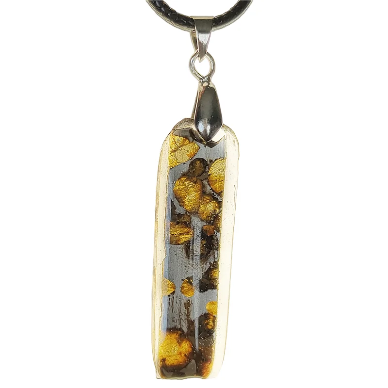 

Perfect Olive Meteorite Cut Specimen Pendant Natural Meteorite Necklace Jewelry Serico Kenya Olive Meteorite Pendant
