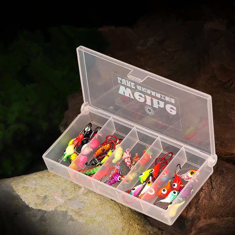 

Ice Fishing Hook Small Mini Jigs 30 Pieces Set Sharp Babred Hooks 5 Different Shape