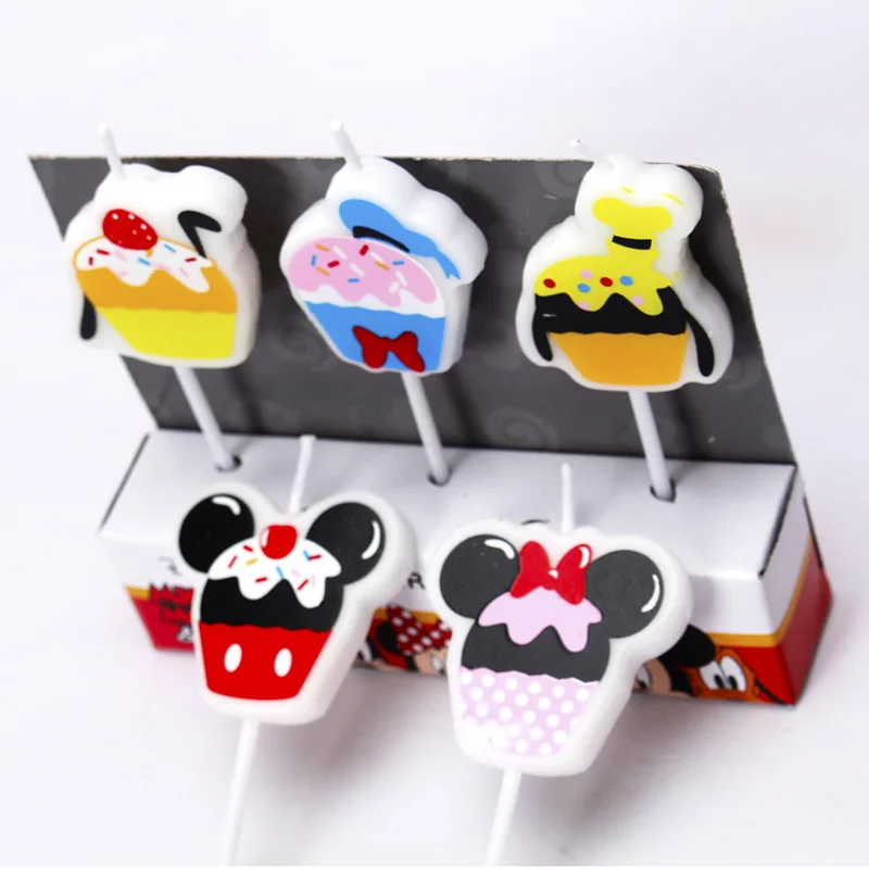 

Disney Anime Surrounding Cute Cartoon Children Birthday Party Candles Vini Letter Mickey Colorful Sequins Birthday Cake Candles