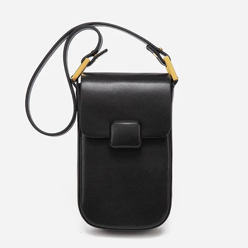 LOERSS Shoulder Bag Niche Mobile Phone Bag for Women PU Leather Crossbody Bag Flap Mini Bag Female Casual Pure Color Handbag