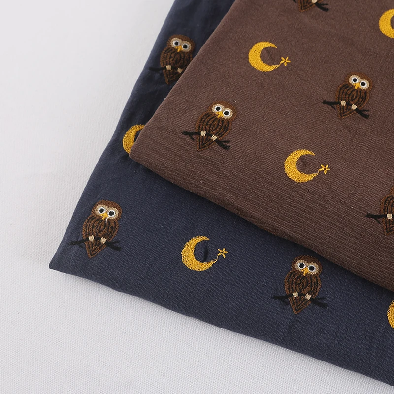 

Thick Cotton/Linen Owl Embroidery Fabric Bag Pillow Tablecloth Hand-made DIY Fabric