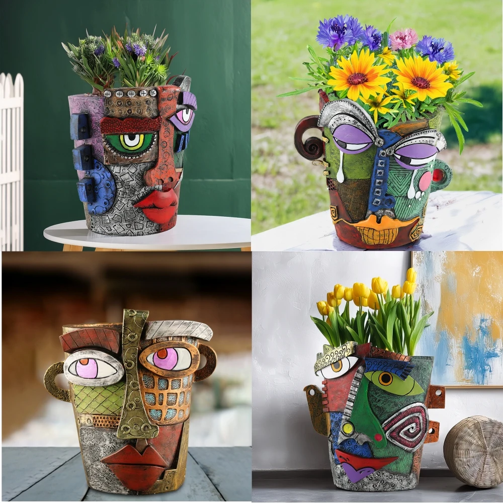 Смола Абстрактное Искусство Роспись Цветочный Горшок Украшение Орнамент