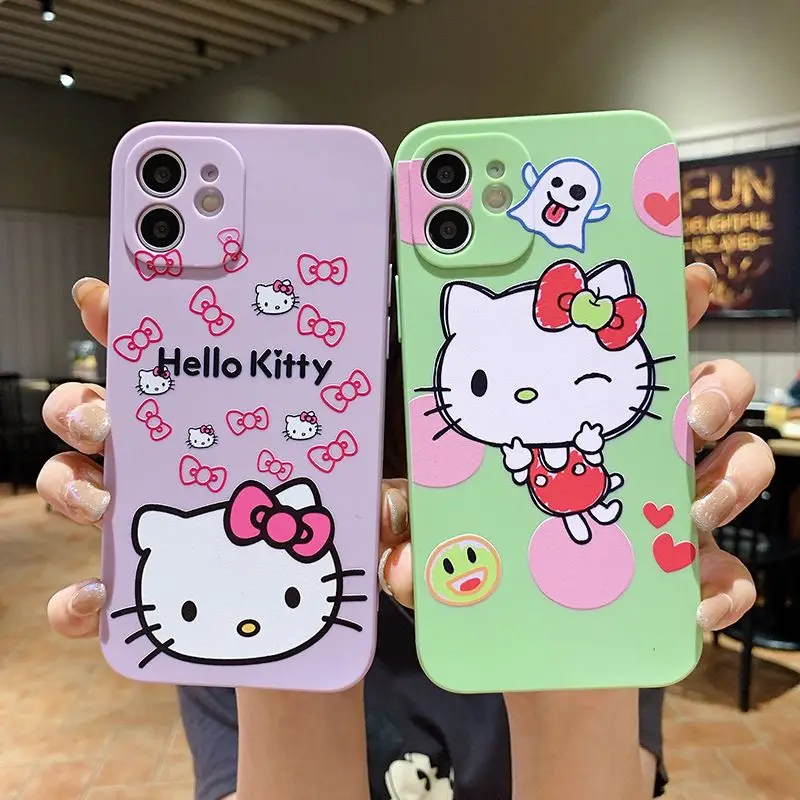 

Kawaii Sanrio Hello Kittys Kuromi Cute Transparent Phone Case Iphone13/12/11Promax Protective Cover Girls Anime Gift Kids Toys