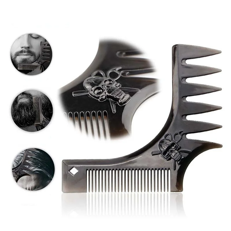 

Beard Stenciled Rectangular Comb Men Retro Back Head Style Comb Wide Tooth Texture Comb Double Side Insert Comb Oil Head