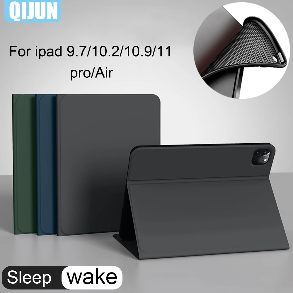 

Smart Sleep wake Case for iPad 9.7 2018 6th Generation ipad6 Skin friendly fabric protect cover adjustable stand A1893 A1954
