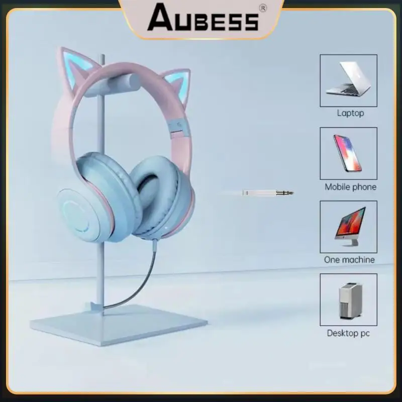 

2023 BT029C Bluetooth-compatible 5.1 Headset Gamer With RGB Cat Ear Foldable Design Wireless Earphone Headset For PC Gaming