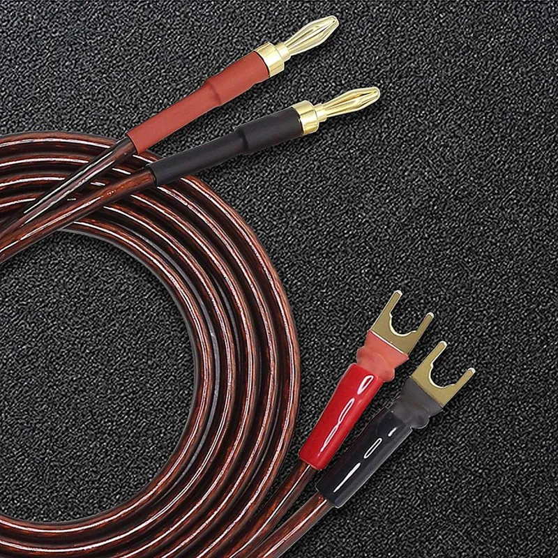 

Hifi OFC Speaker Wire With Spade Plug To Banana Plug Speaker Jumper Cable, 4 Banana Plug To 4 Y-Shaped Fork Plug