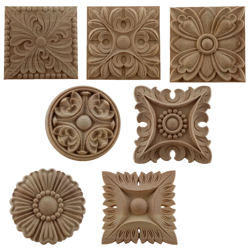 

8 см деревянная резьба, деревянная коробка, Цветочная аппликация, пластырь, оптовая продажа, цветочный шкаф