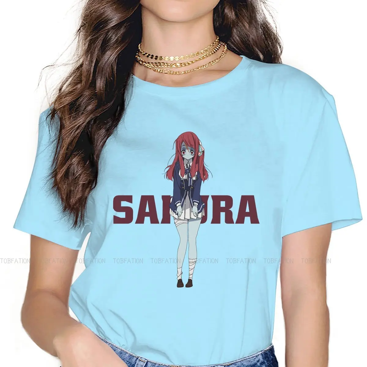 

Sakura Round Collar TShirt ZOMBIE LAND SAGA Pure Cotton Classic T Shirt Woman's Fashion Plus Size Big Sale