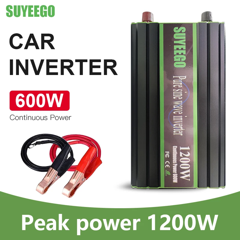 

SUYEEGO Pure Sine Wave Inverter DC 12v To AC 220V 1200W Portable Power Bank Converter Car Power Inverter Voltage Transformer