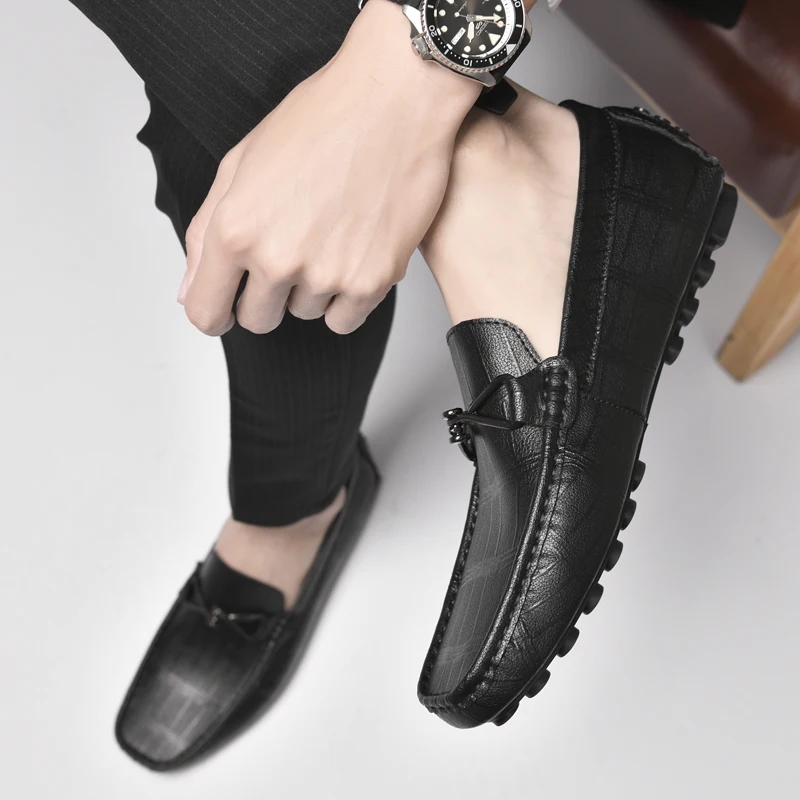 

Genuine Leather Men Loafers Luxury Brand Italian Designer Men Casual Shoes Comfortable Slip-on Luxe Loafer Moccasins Male Flats