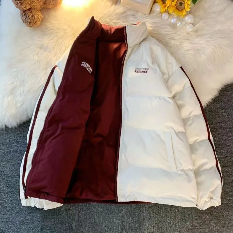 Two-sided Clothes Men's Winter Loose Retro Fashion Stand-up Collar Padded Clothes Tide Brand High Street Casual Padded Jacket